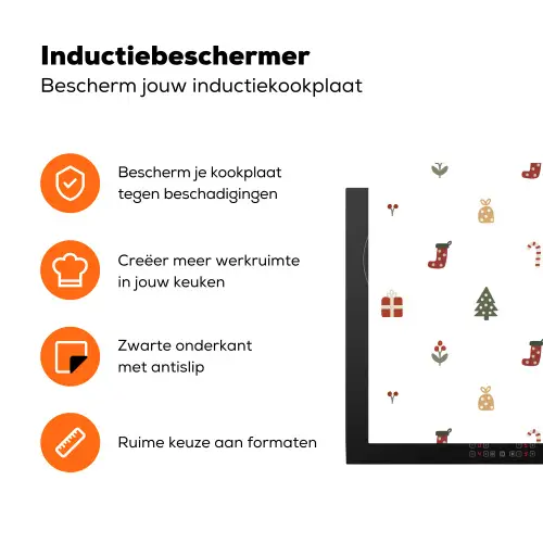 Illustratie - Kerstsymbolen - Wit Inductie beschermer vinyl 3mm klein 276 -zzzzzzz-td-ups