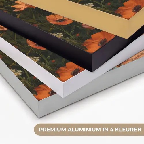 Vrouwen - Bloemen - Modern - Bril - Abstract Textielframe zwart klein -USP_kleurenNL