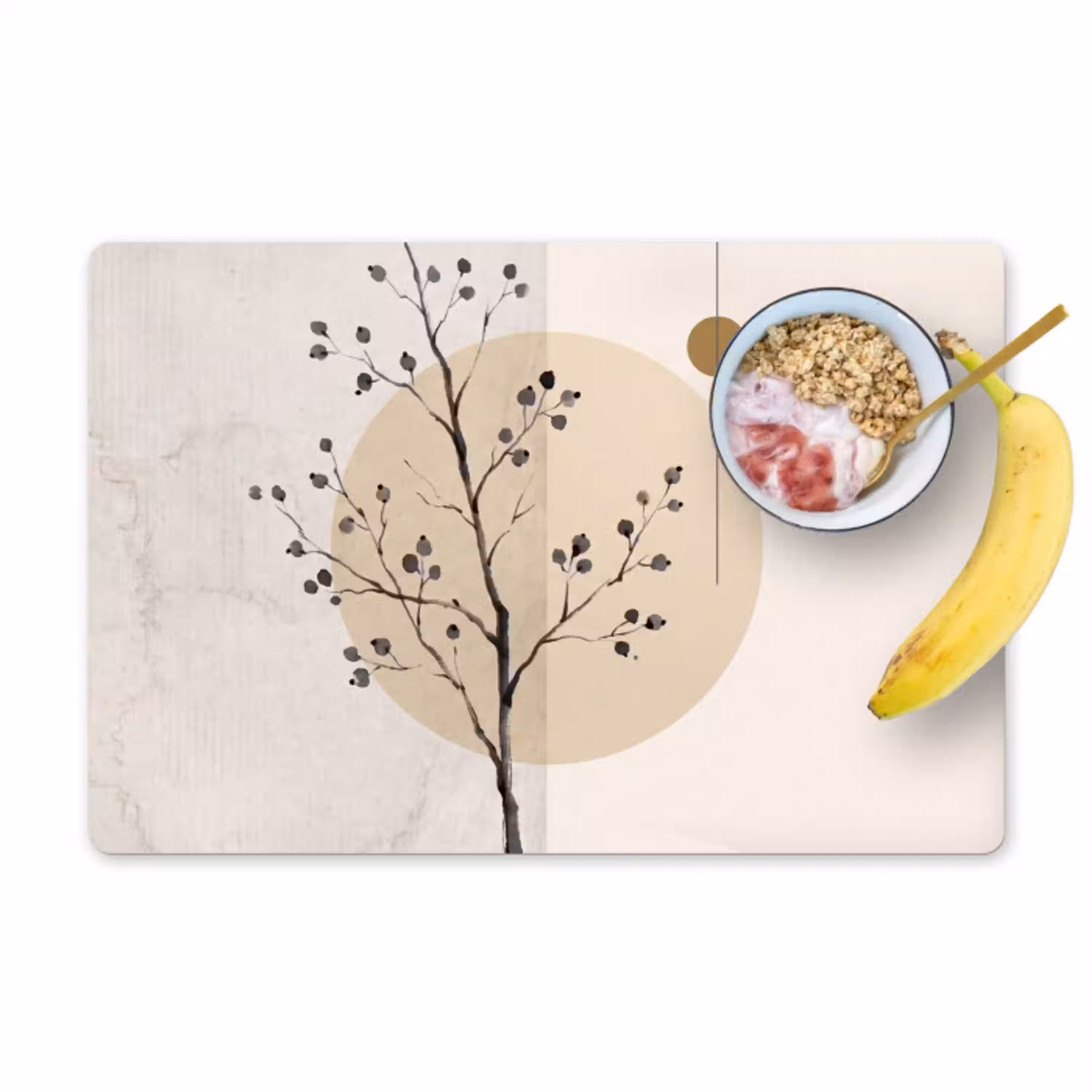 Plant - Abstract - Beige Placemat vinyl groot -zzzproduct_Kitchenyeah-website