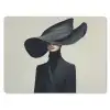 Zwart - Vrouw - Hoed muismat rubber klein -3d
