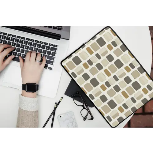 Blokken - Vintage - Grijs laptophoes neopreen klein 279 -bureau