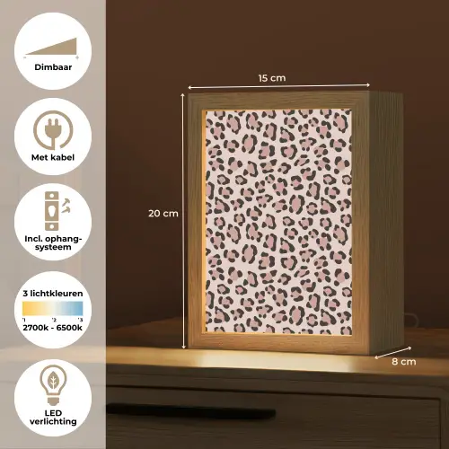 Vlekken - Beige - Luipaard Light Box met kabel (Tafellamp) klein 925 -USP_NL