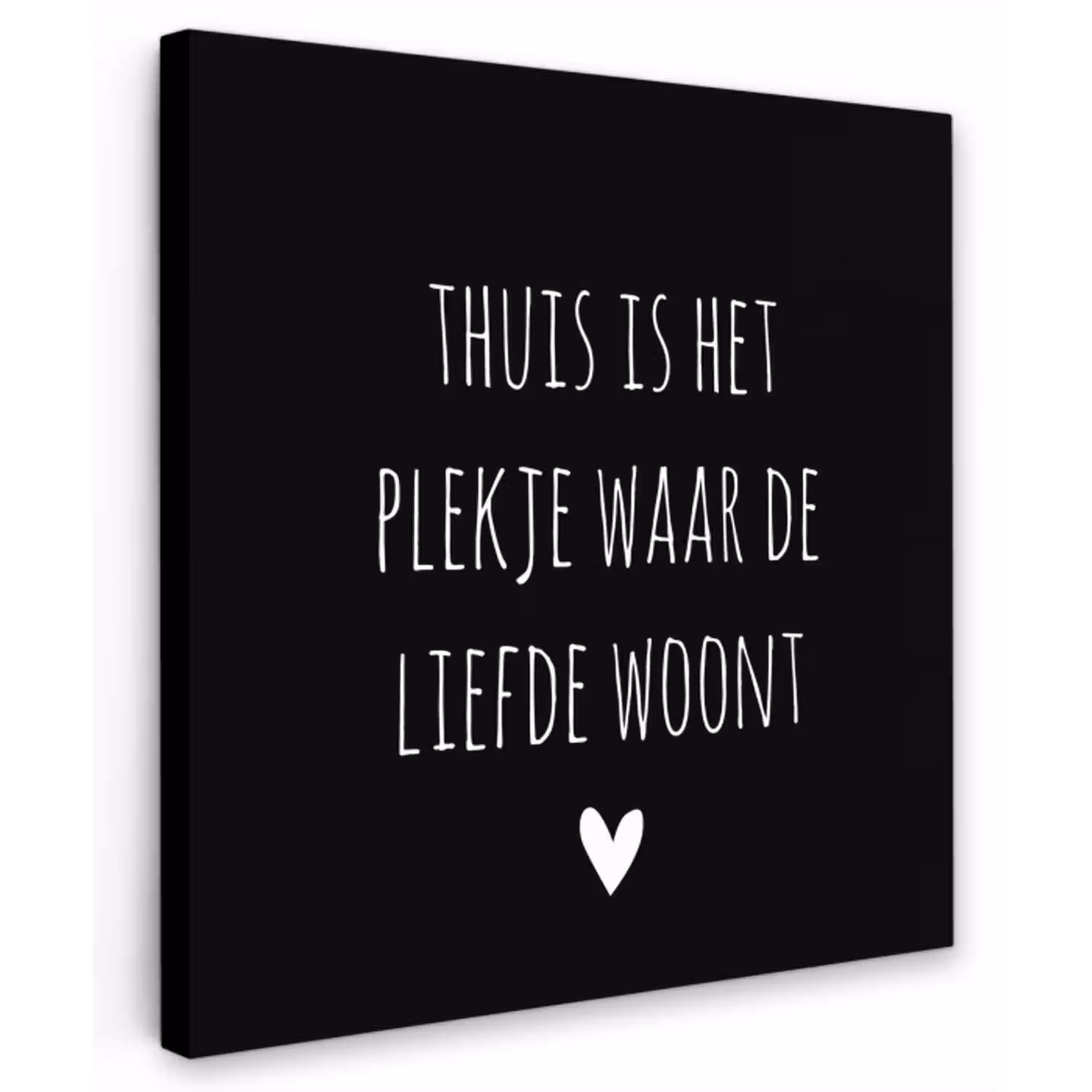 Spreuken - Thuis is het plekje waar de liefde woont - Quotes Tuinposter op houten frame 2 cm dik klein -3d