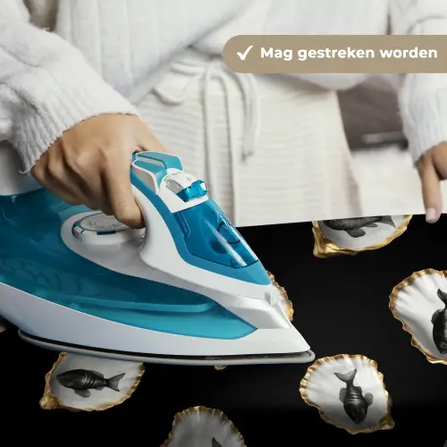 Oesters - Zwart - Vissen - Goud Wandkleed katoen klein -sfeer9