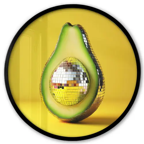 Avocado - Discobal - Geel - Glitter Fotolijst rond zonder passe partout klein -3d