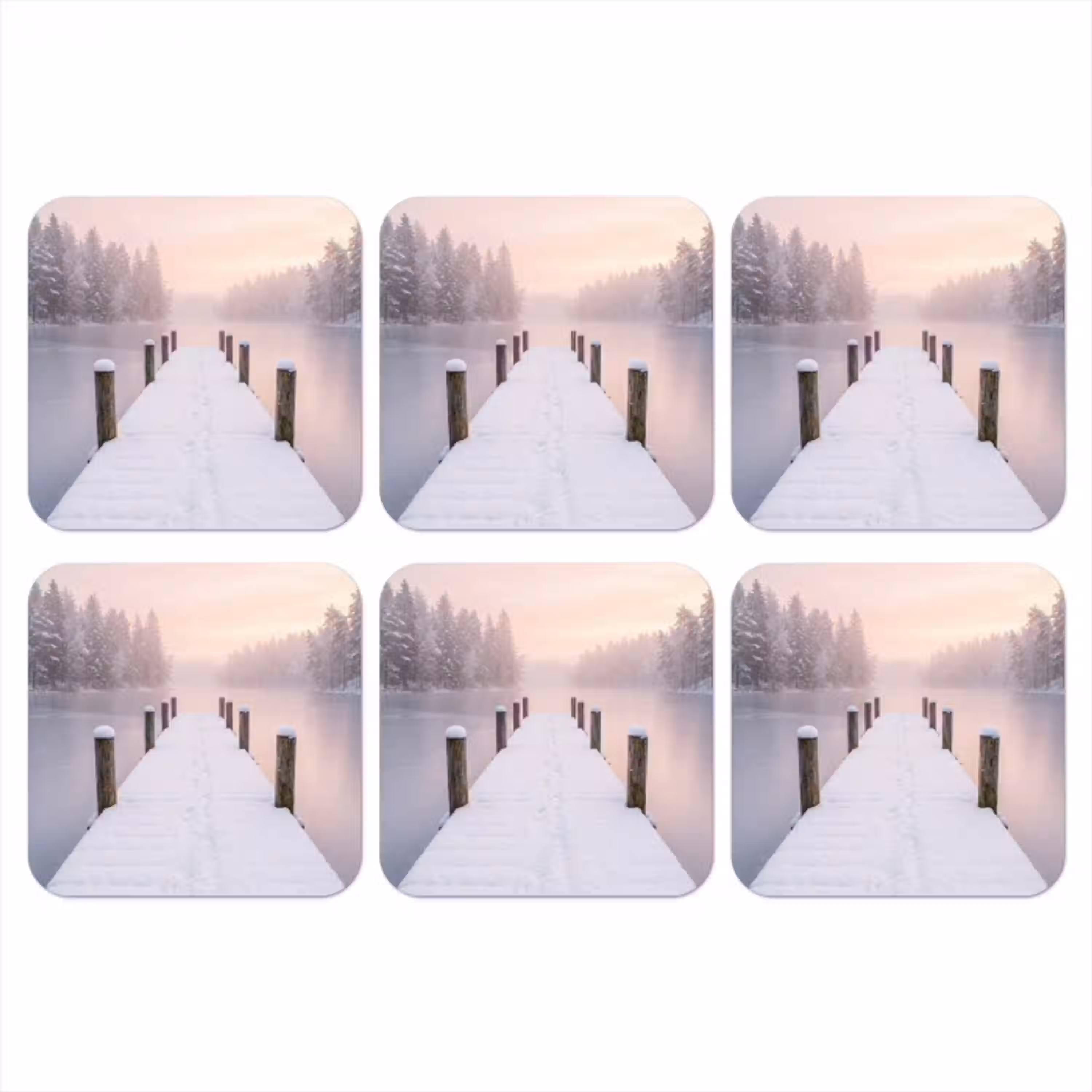 Steiger - Meer - Mist - Winter - Serene onderzetter kurk middel -3d