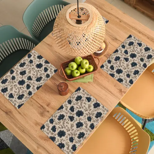 Motief - Bloemen - Zwart - Beige Placemat vinyl groot 368 -zzsfeer5_Kitchenyeah-website