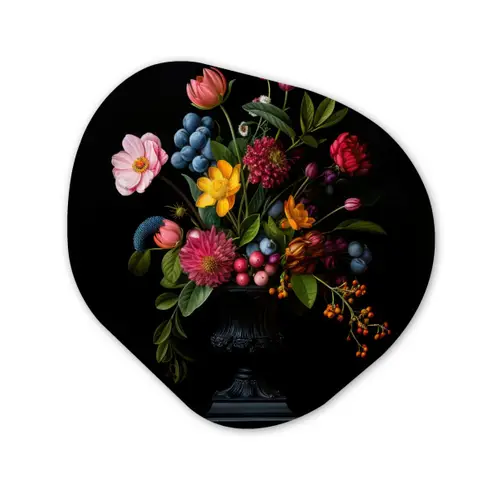Bloemen - Vrolijk - Vaas Wandcirkel Organisch Plexiglas middel -3d