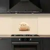 Schaap - Beige - Bloemen keuken achterwand spatscherm klein -sfeer1