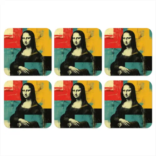 Vrouw - Kleurvlakken - Klassieke schilderkunst onderzetter kurk middel -3d