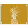 Lijnillustratie - Ananas - Bladkroon - Okergeel tuinposter los doek klein -3d