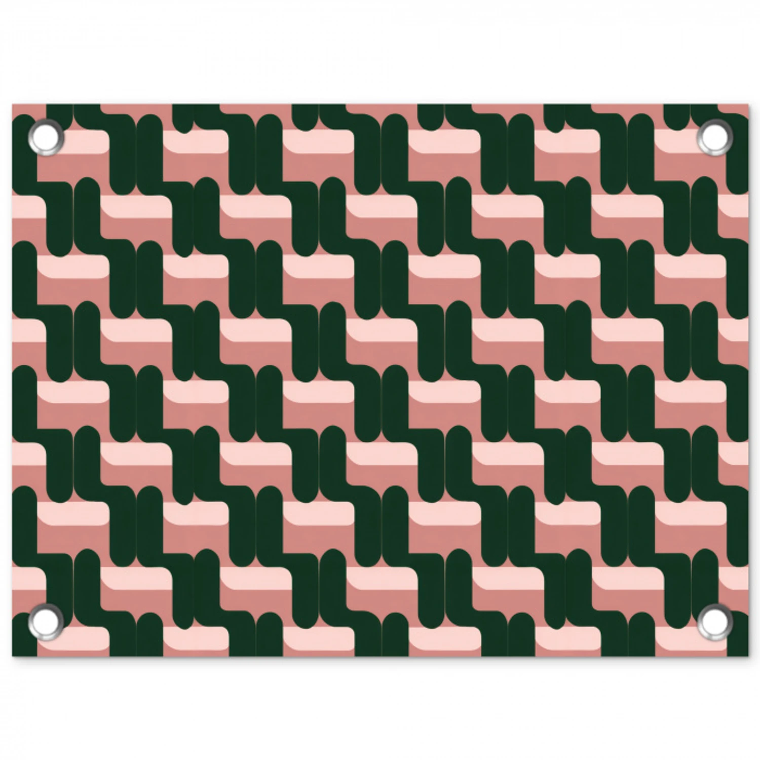 Vlechtpatroon - Groen - Roze - Geometrisch tuinposter los doek klein 239 -3d