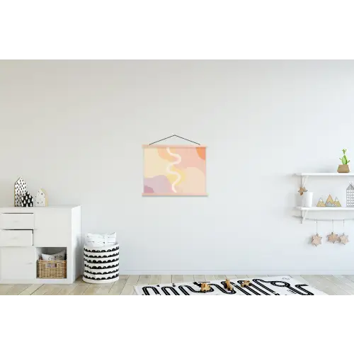 Golvende vormen - Abstract - pastel textielposter latten blank klein -kinderkamer