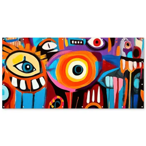 Abstract - Gezicht - Kleurrijk Balkonbeschermer Duitsland klein -zz_3d