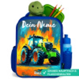 Abstract - Tractor - Groen Kinderrugzak - Blauw middel -inhoud_DE