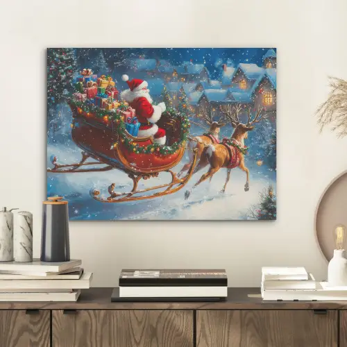 Kerstman - Rendier - Kerst - Sneeuw PET vilt klein -sfeer1