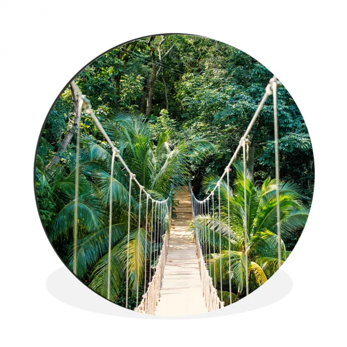 Jungle - Palmboom - Brug - Natuur - Planten Wandcirkel aluminium klein -3d