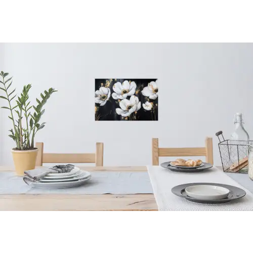 Bloemen - Wit - Abstract Muursticker klein -eettafel
