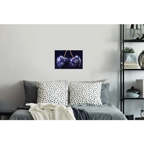 Porselein- Kersen - Delfts - Blauw Muursticker klein -slaapkamer