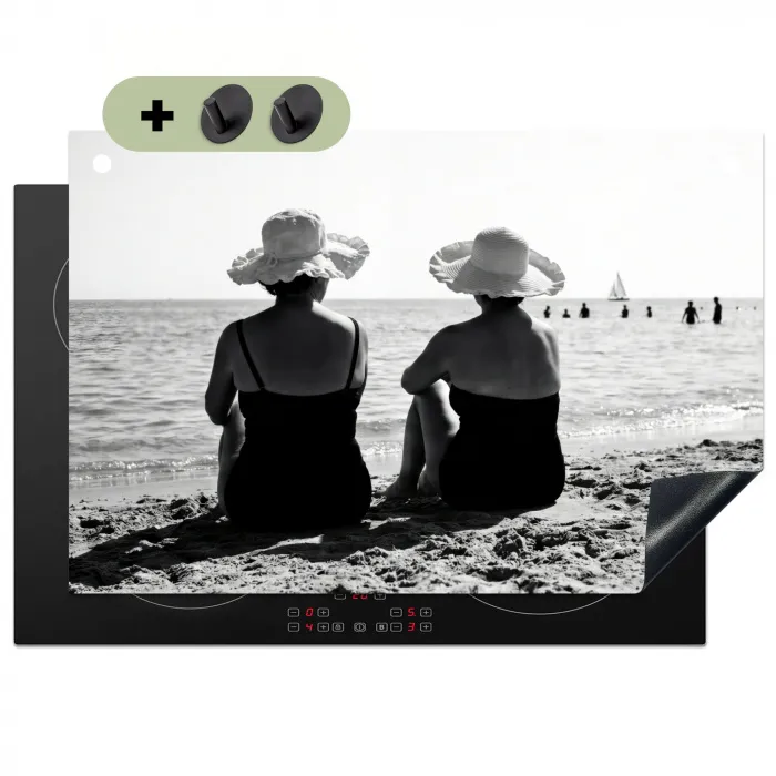 Vrouwen - Zonnehoed - Strand - Zwart - Wit Inductie beschemer met haakjes klein -3d