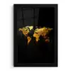 Wereldkaart - Goud - Druipen - Zwart fotolijst zwart zonder passe partout klein -3d