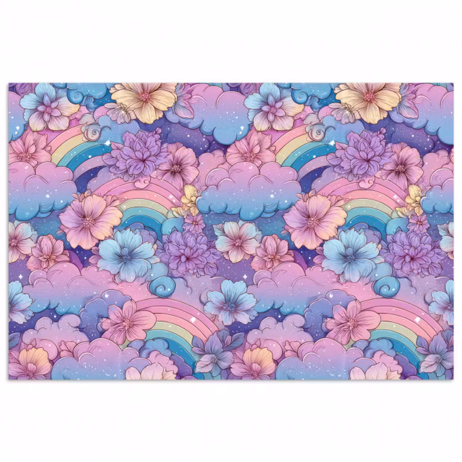 Poster - Regenbögen - Blumen - Farbenfroh - Wolken