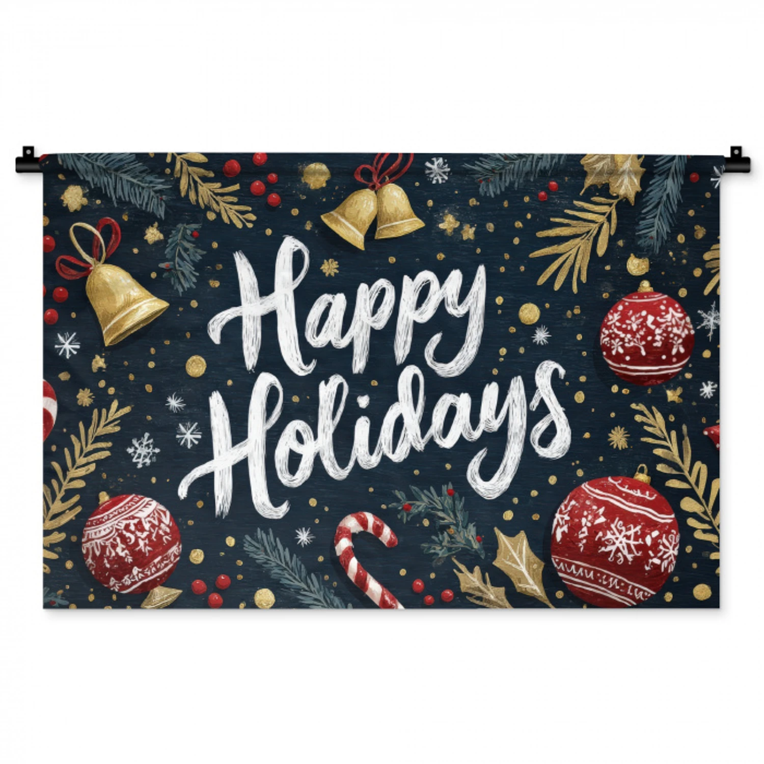 Feestelijk - Kerstgroet - Kleurrijk Wandkleed katoen middel -zz3d