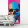 Neon - Blauw - Pop-art - Schedel fotobehang vinyl groot -woonkamer