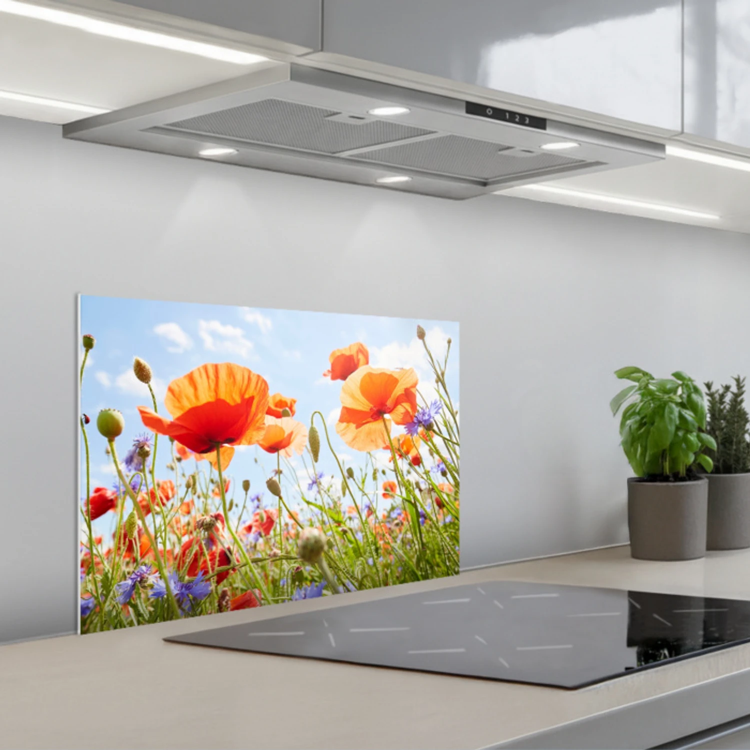 Zomerse Dans van Klaprozen keuken achterwand spatscherm klein -3d_schuin