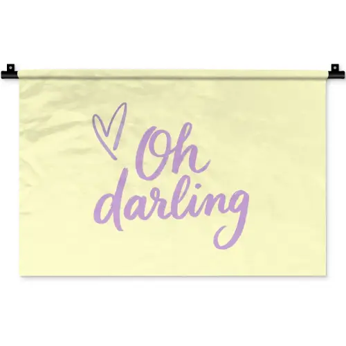 Oh darling - Geel - Hart Wandkleed katoen klein -zz3d