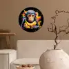 Aap - Graffiti - Kleurrijk - Bananen - Modern Wandcirkel behangsticker klein -sfeer1