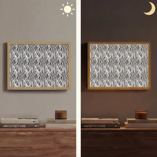 Zwart - Wit - Zebra - Patroon Light Box met batterij (Wandlamp) middel 907 -sfeer3