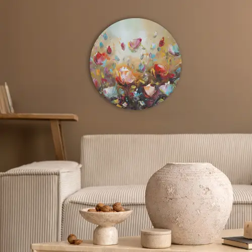 Bloemen - Kunst - Natuur - Olieverf Akoestische PET Vilt - Rond klein -sfeer1