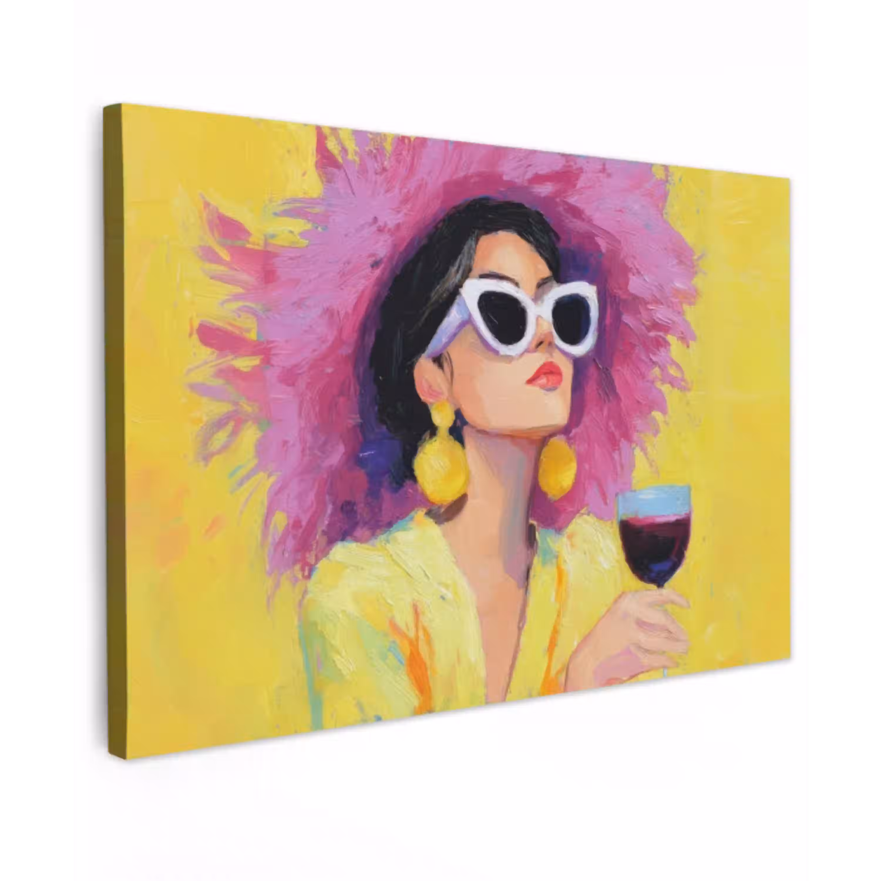 Vrouw - Hoed - Paars - Wijn canvas 2cm klein -z3d