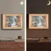 Bos - Winter - Bomen - Natuur - Pad - Doorkijk Light Box met batterij (Wandlamp) middel -sfeer3