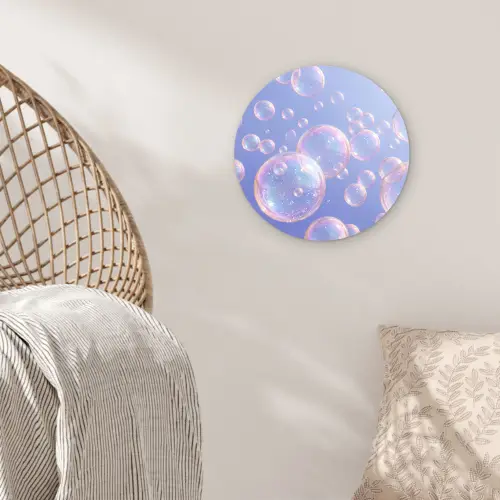 Pastel - Bubbels - Dromerig Wandcirkel kunststof plaat 5mm dik klein -sfeer5