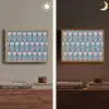 Blauw - Retro - Patroon - Hartjes Light Box met batterij (Wandlamp) middel 907 -sfeer3