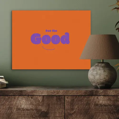 See the good - Paars - Oranje - Smiley PET vilt klein -sfeer2