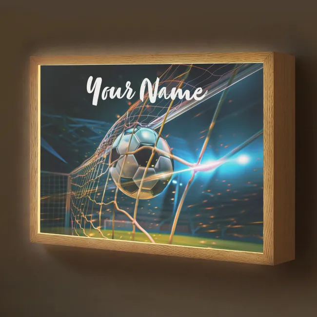 Lightbox - Kids' Wall Lamp with Name -. Soccer - Goal - Sports - Boys
