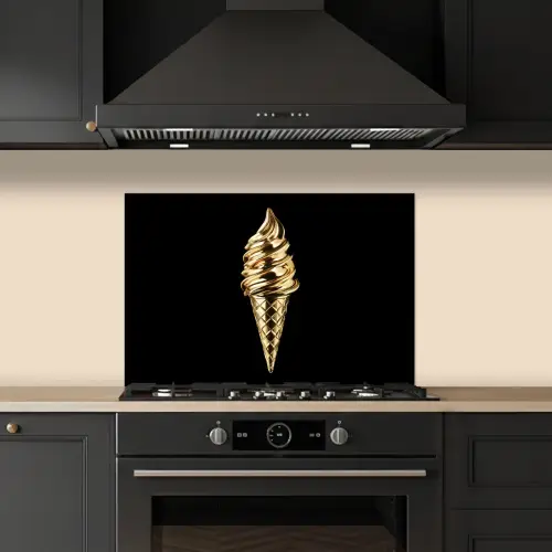 Ijs - Goud - Zwart - Eten keuken achterwand spatscherm klein -sfeer1