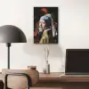 Meisje met de parel - Johannes Vermeer - Bloemen - Rood aluminium wit klein -sfeer5