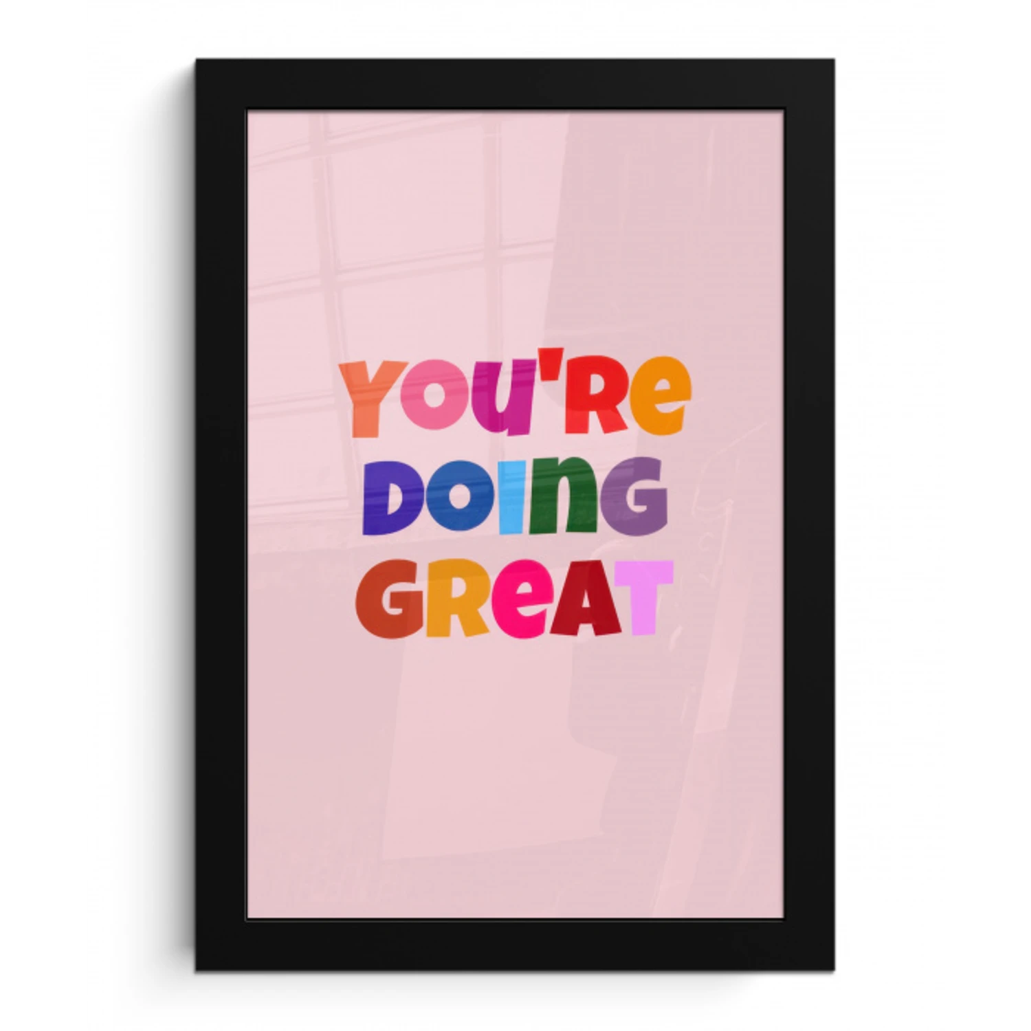 You're doing great - Roze - Kleurrijk fotolijst zwart zonder passe partout klein -3d