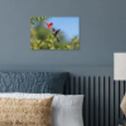 Kolibrie - Bloem - Natuur - Groen poster papier klein -sfeer2
