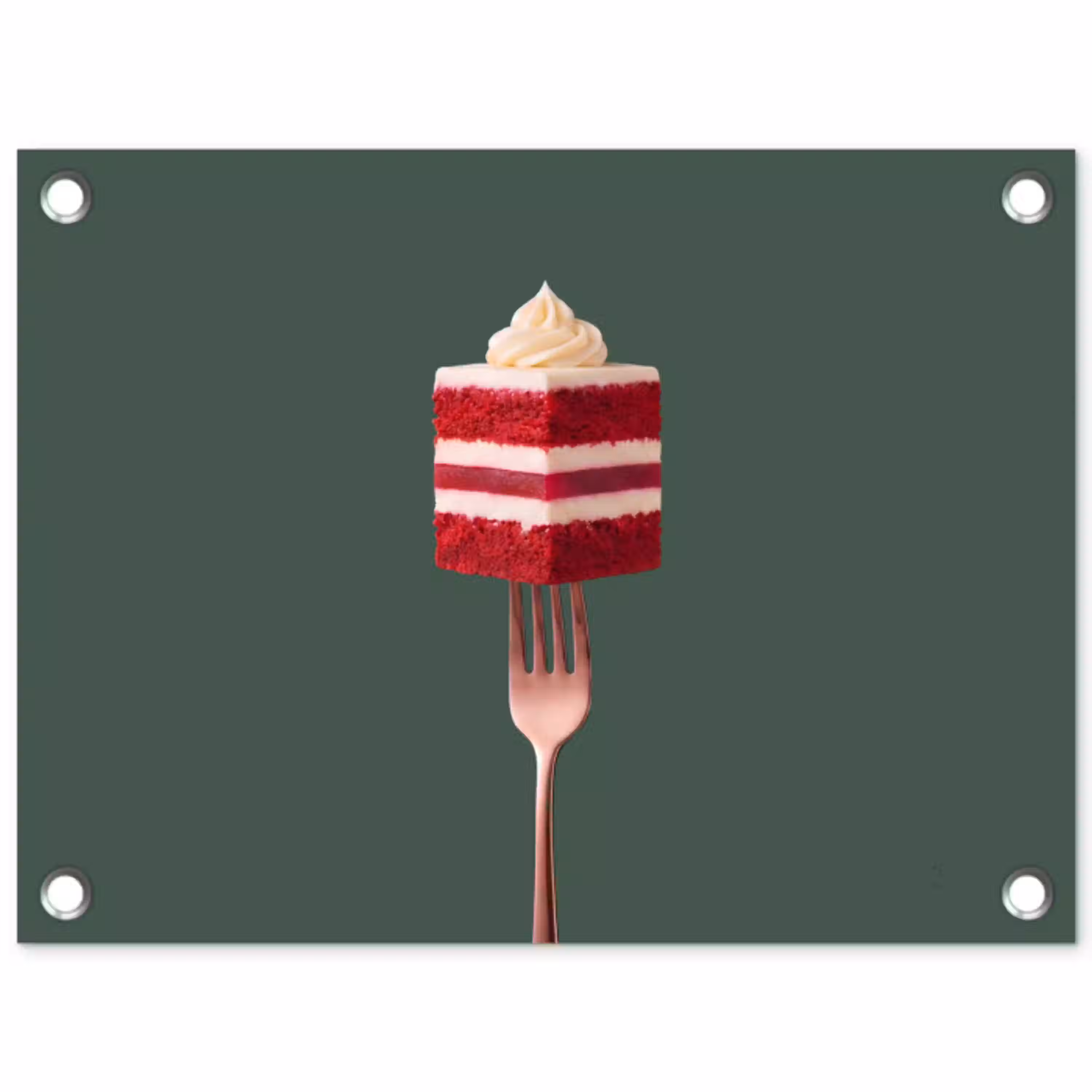 Cake - Vork - Rood tuinposter los doek klein -3d