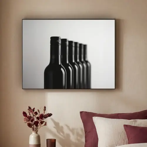 Wijnflessen - Zwart - Minimalistisch Textielframe zwart klein -sfeer1