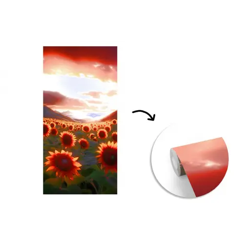 Zonnebloemen - Zonsondergang - Landschap fotobehang vinyl groot -3d