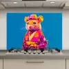 Muis - Kimono - Bloemen - Blauw keuken achterwand spatscherm klein -3d_website