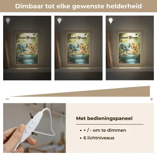 Olifant - Tijger - Bos - Jungle Light Box met kabel (Kinderlampje) klein -USP_dimbaarNL