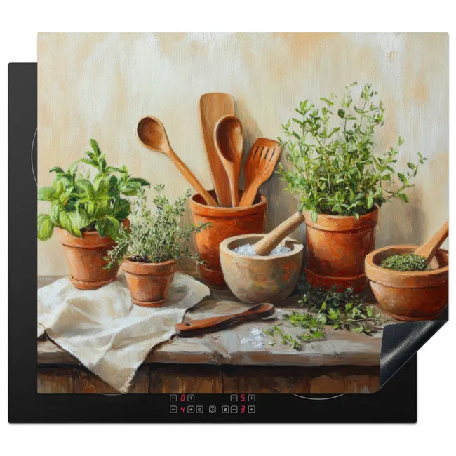 Potten - Kruiden - Hout Inductie beschermer vinyl 3mm middel -3d