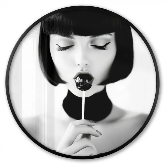 Photo Frame Round - Woman - Lolly - Black - White